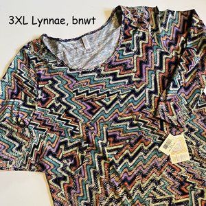 3XL Lularoe Lynnae long-sleeve top, colorful squiggles and dots